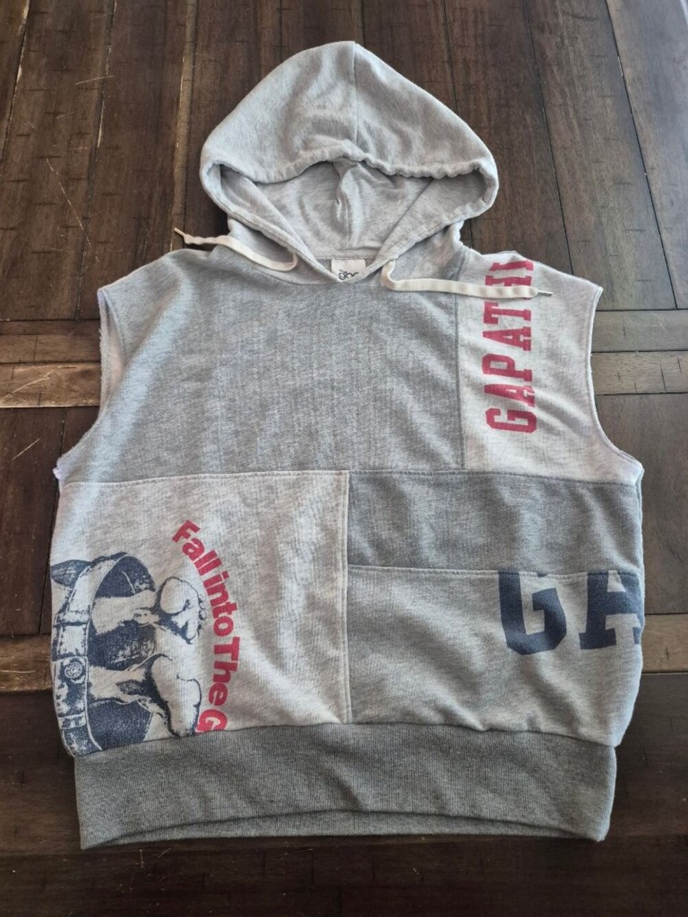 Vintage Gap Sleeveless Gray Hoodie Sweatshirt Medium patchwork athleisure athlet